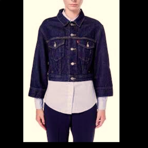 New. GAP 1969 Oversized Crop Denim Jacket | Cropped Sleeves: Dark Blue Small - Picture 7 of 15